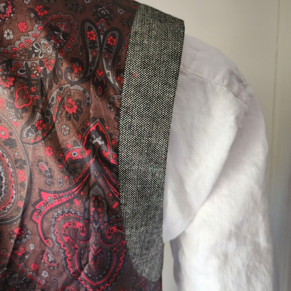 Alan Flusser Men's Size Large Waistcoat Vest Wool Blend Gray & Paisley A20 - Picture 8 of 10